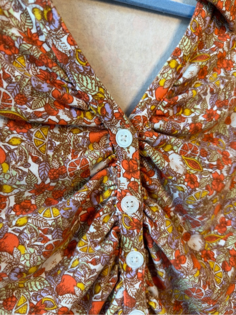 Anthropologie Ruched Button-Front Crop Top - Picture 3 of 4